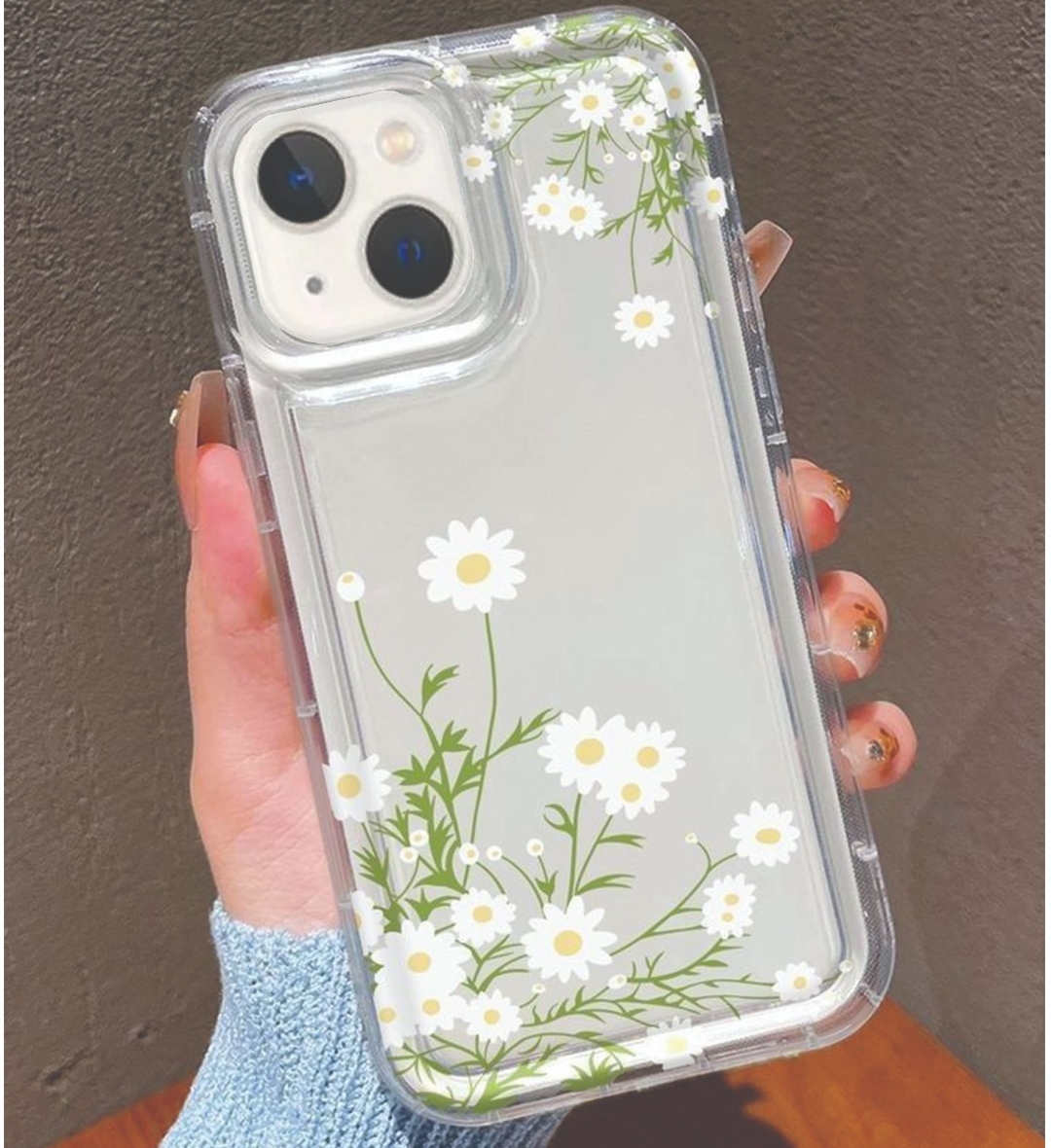 Papatya Desenli 2MM Lüx Şeffaf Telefon Kılıfı
