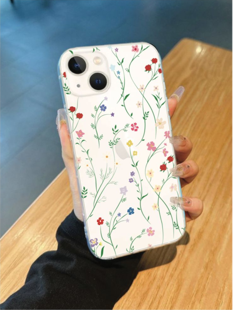 Çiçek Desenli 2MM Lüx Şeffaf Telefon Kılıfı