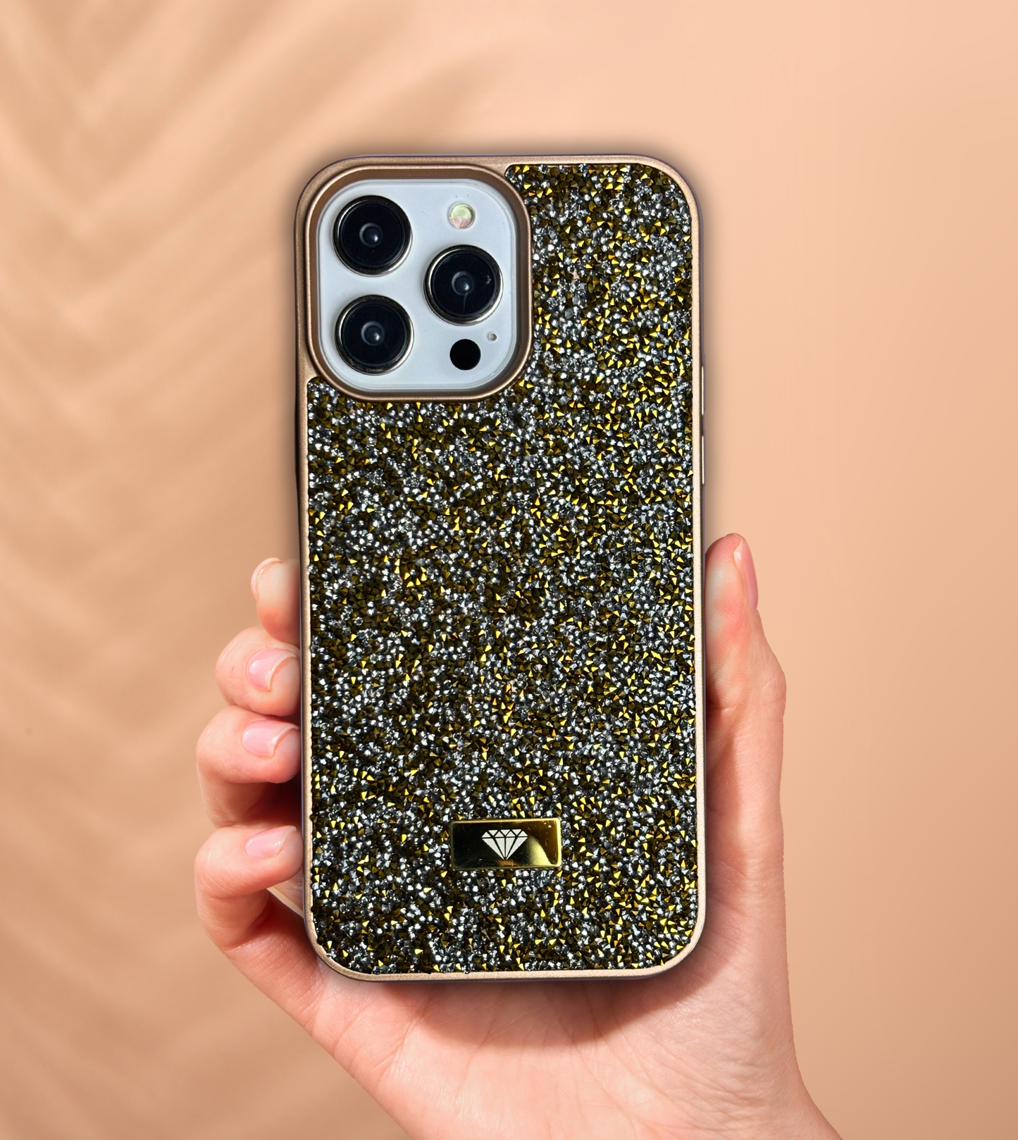 Diamond Swarovski Taşlı Lüx Telefon Kılıfı Gold