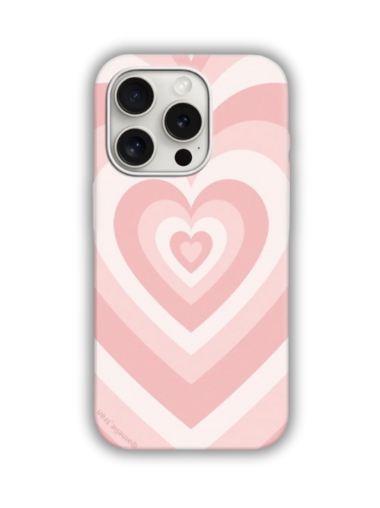 Pembe Kalp Desenli Lüx Premium İçi Kadifeli Telefon Kılıfı KOD 452