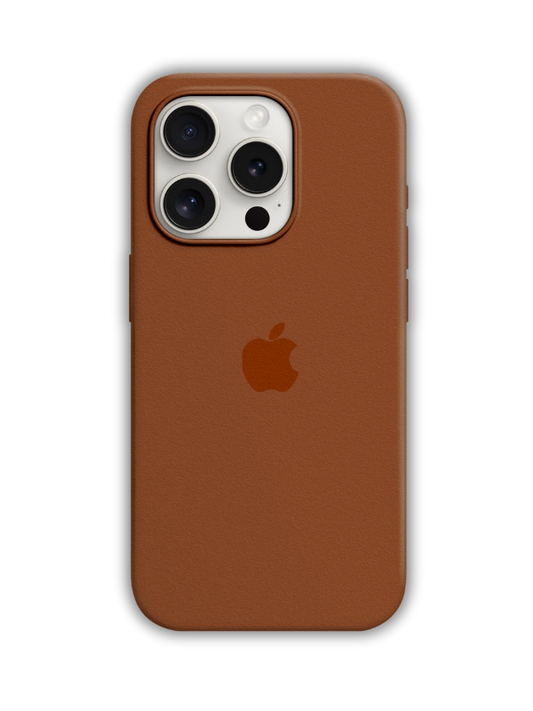 İphone Uyumlu Logolu İçi Kadifeli Lansman Silikon Kılıf Kahverengi