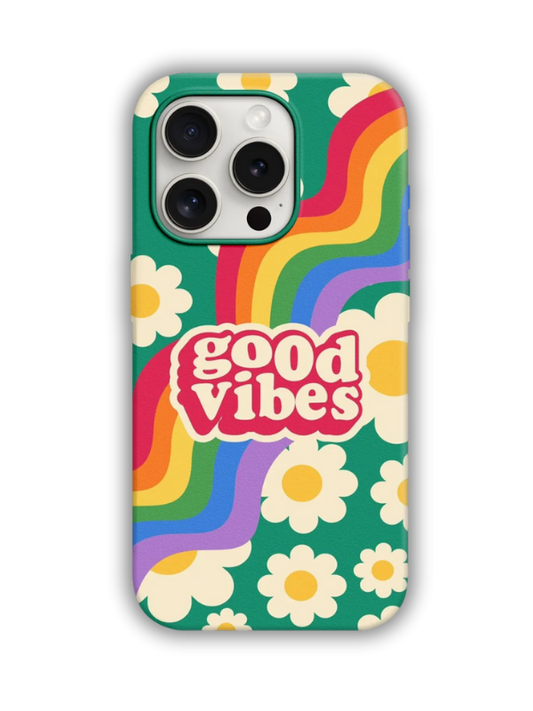 Good Vibes Desenli Lüx Premium İçi Kadifeli Telefon Kılıfı KOD 666