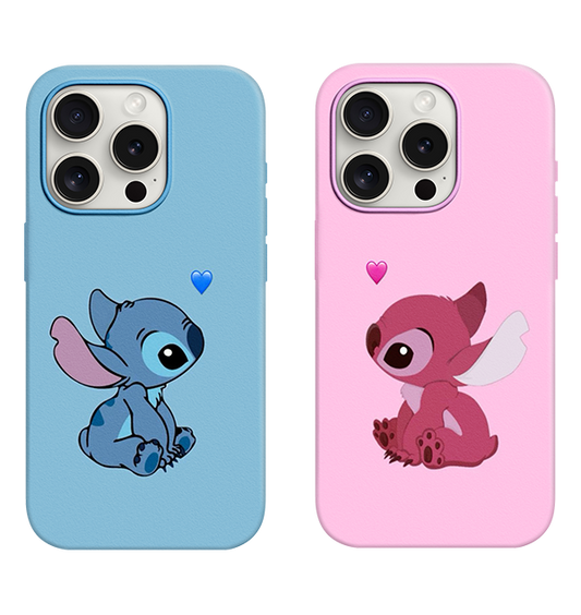 Stitch Ve Lady Stitch Desenli Lüx Premium İçi Kadifeli Couple Telefon Kılıfı KOD 463/464