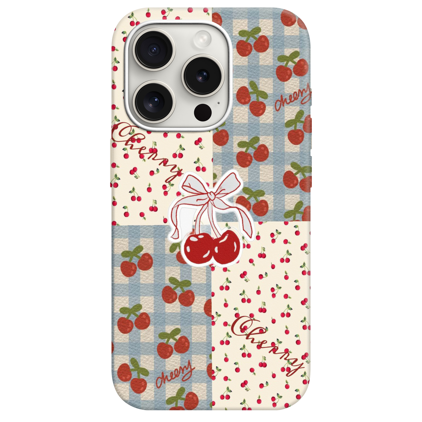 Cherry Desenli Lüx Premium İçi Kadifeli Telefon Kılıfı KOD 733